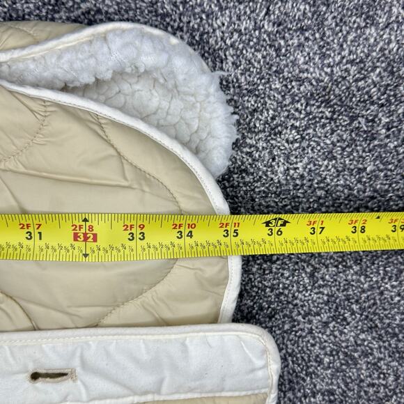 Abercrombie & Fitch Sherpa Quilted Longline Liner Coat Jacket White Tan XS - Picture 4 of 8